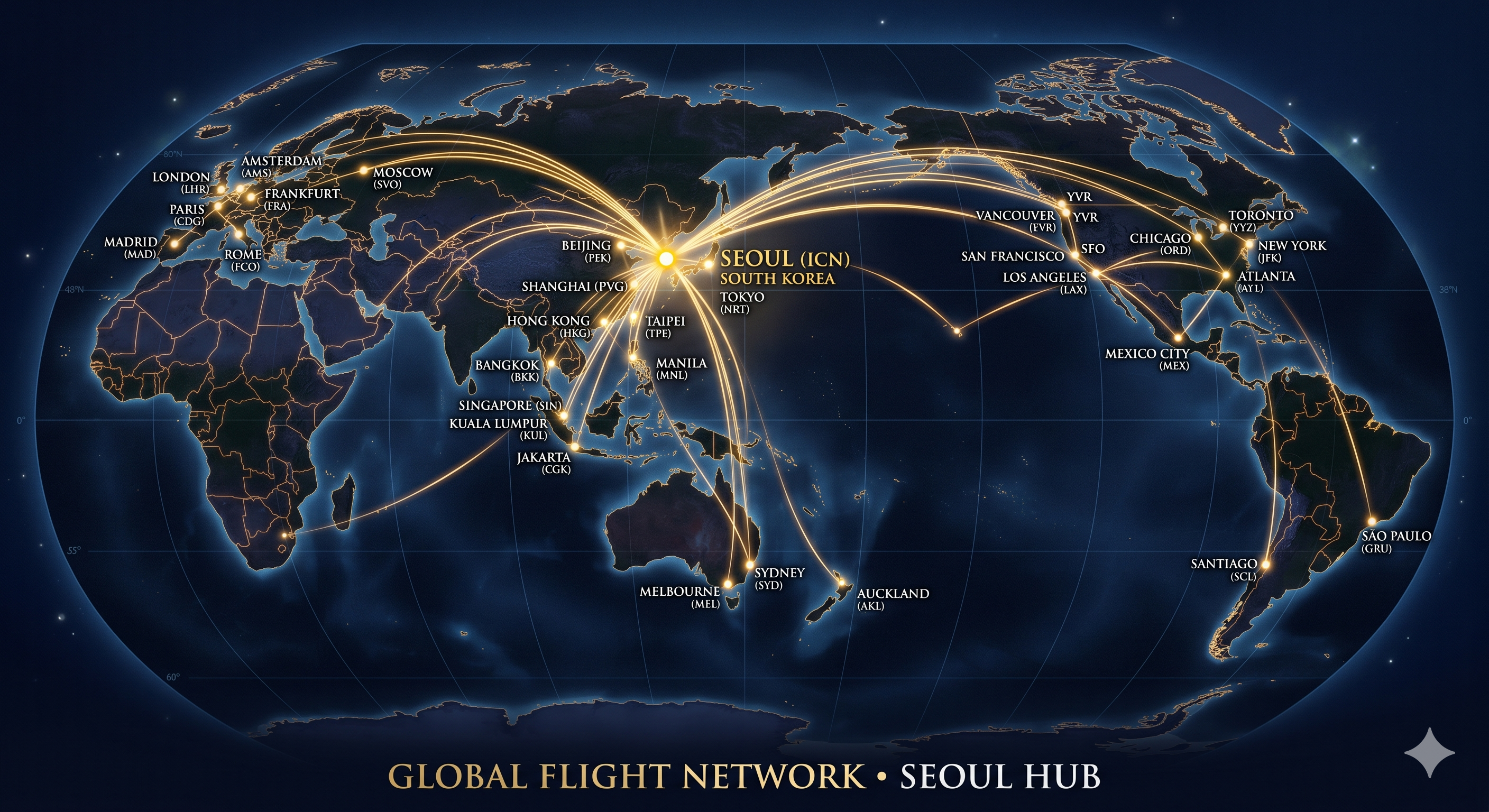 Global Flight Network from Seoul Hub