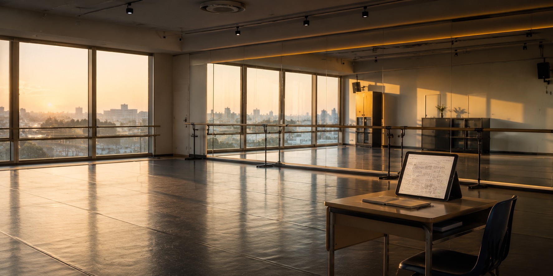 Education that travels with the career — a practice room and a classroom in the same life